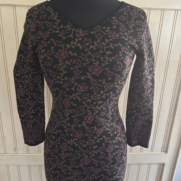 Peruvian Connection Trendy 100% Prima Cotton Floral 3/4 Sleeve Sweater Dress - Picture 3 of 11